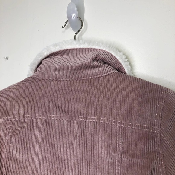 Thread and Supply Sherpa Lined Corduroy Jacket Dusty Rose Mauve Button Front M - Picture 7 of 8